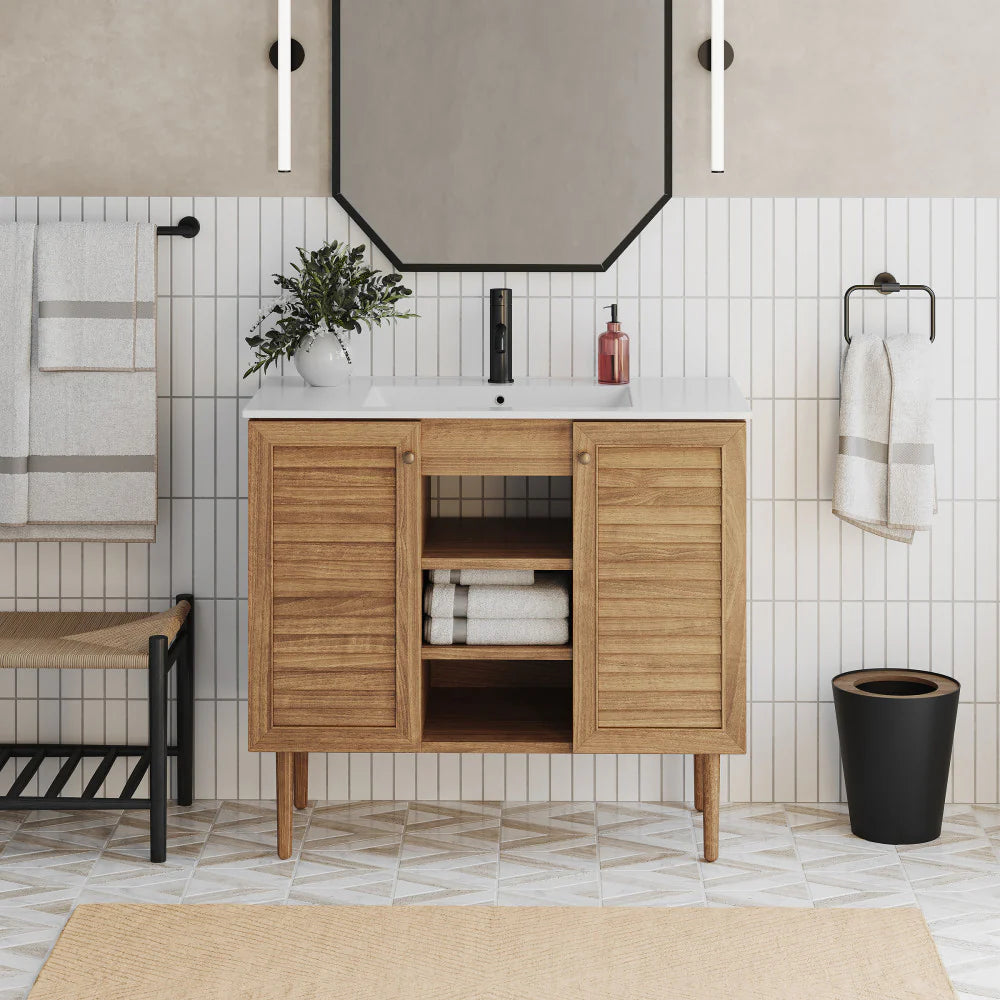 bathroom vanity in Oak 