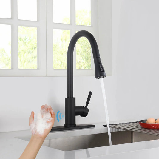 Motion sensor kitchen faucet in black 