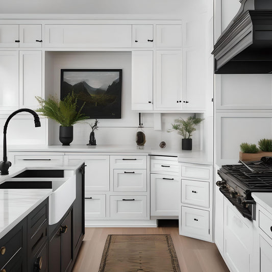 White kitchen with black hardware 