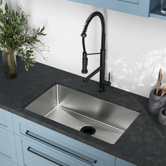 Black kitchen faucets with stainless steel sink