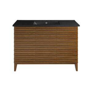48 inch Cascade Freestanding Bathroom Vanity brown oak - Black countertop