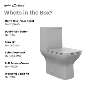 Carre One-Piece Square Toilet, Dual Flush - Matte Gray, Chrome Hardware