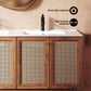 60" Freestanding Bathroom Vanity, Double Basin, White Sink top 1 faucet hole