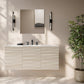 48 inch White Oak Cascade Wall-Mount Bathroom Vanity - 3 Faucet Holes - Widespread (white sink top)