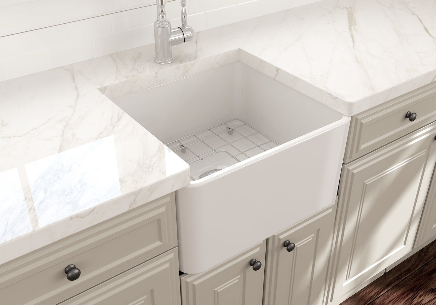 Bocchi CLASSICO  Farmhouse Apron Front Fireclay 20 inch Single Bowl Kitchen Sink