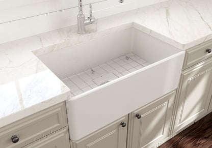 Bocchi - CLASSICO 30 Farmhouse Apron Front Fireclay 30 inch Single Bowl Kitchen Sink
