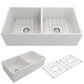 CONTEMPO 36D Farmhouse Apron Front Fireclay 36 inch Double Bowl Kitchen Sink