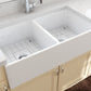CONTEMPO 36D Farmhouse Apron Front Fireclay 36 inch Double Bowl Kitchen Sink