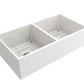 CONTEMPO 36D Farmhouse Apron Front Fireclay 36 inch Double Bowl Kitchen Sink