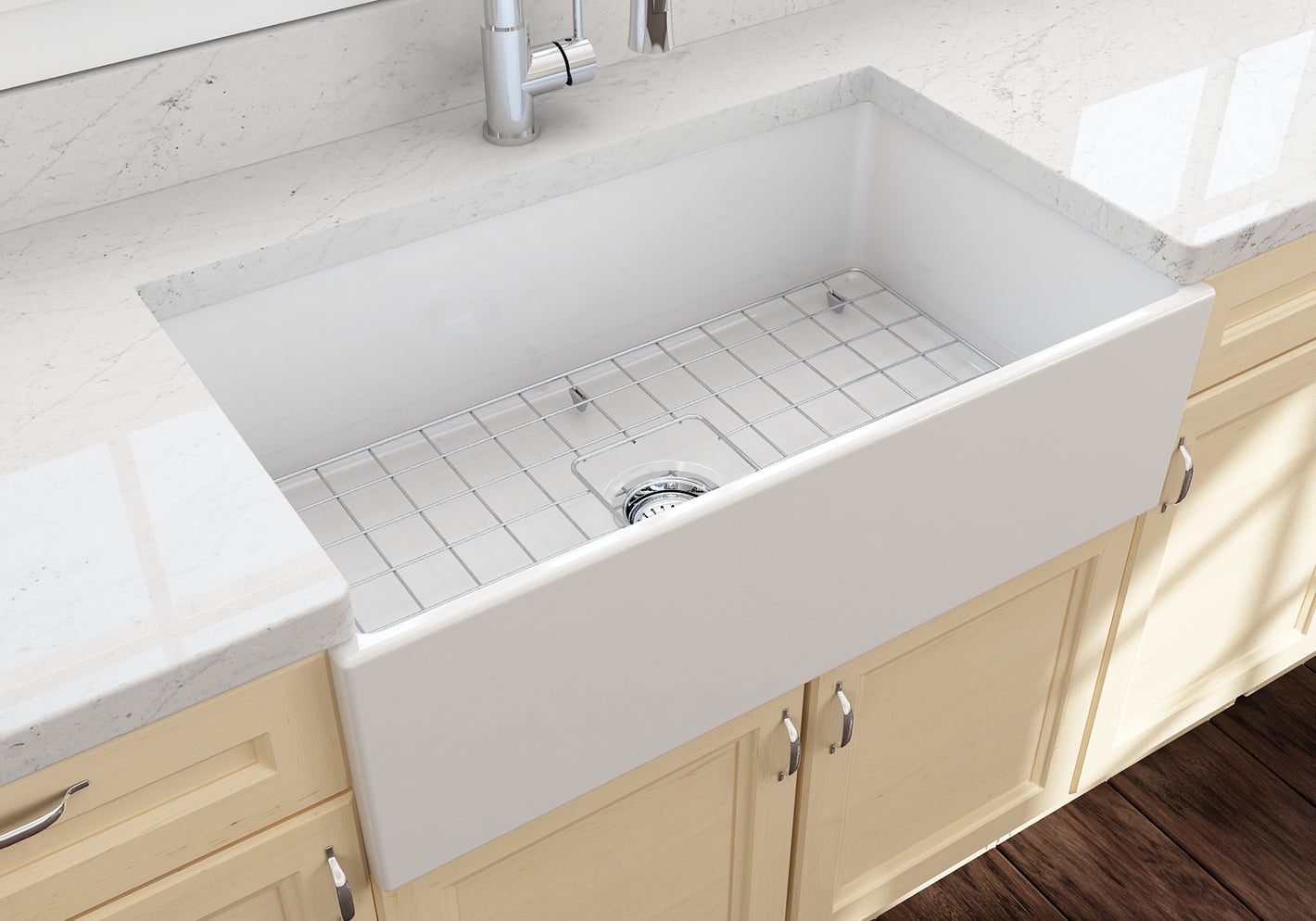 CONTEMPO 33 Farmhouse Apron Front Fireclay 33 inch Single Bowl Kitchen Sink