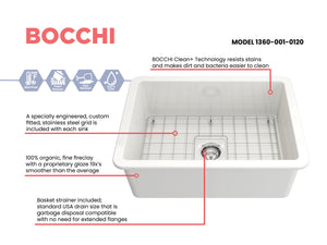 SOTTO Undermount Fireclay 27 inch Single Bowl Kitchen Sink