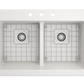 NUOVA 34D- Farmhouse Short Apron Front Fireclay 34" Double Bowl Kitchen Sink for easy Retro-Fit