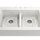 NUOVA 34D- Farmhouse Short Apron Front Fireclay 34" Double Bowl Kitchen Sink for easy Retro-Fit