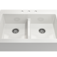 NUOVA 34D- Farmhouse Short Apron Front Fireclay 34" Double Bowl Kitchen Sink for easy Retro-Fit