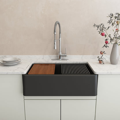 ARONA 33 STEP-RIM Farmhouse Apron Front Reversible Granite 33 inch Single Bowl Kitchen Sink with Step-Rim
