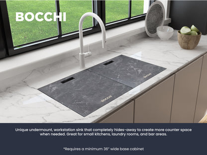 BAVENO LUX 34 inch with Covers Hideaway Undermount/Drop-In Granite 34 inch  with HPL Covers