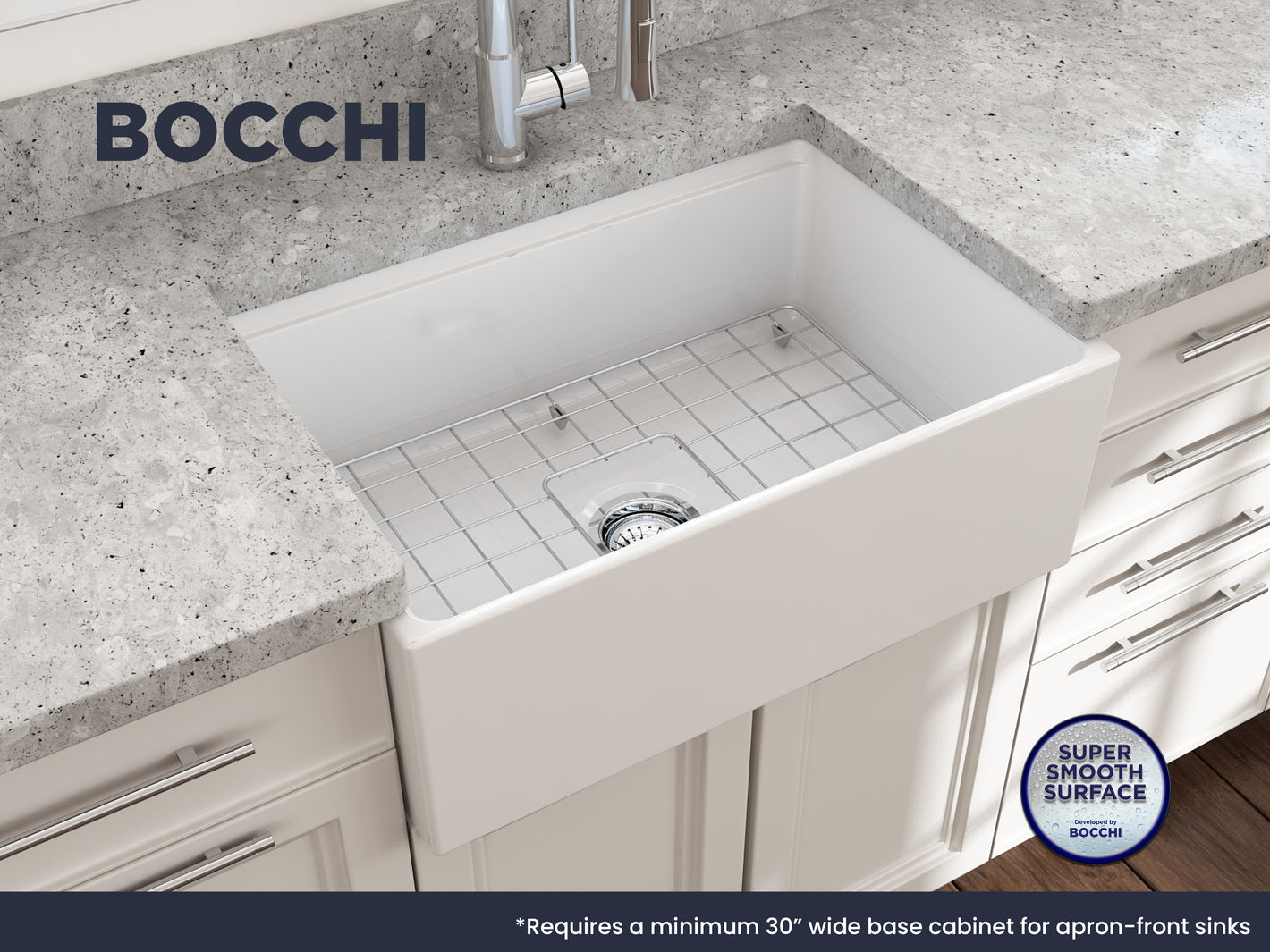CONTEMPO 27 STEP RIM - Farmhouse Apron-Front Fireclay 27" Single Bowl Kitchen Sink with Step Rim