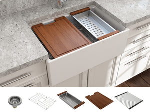 CONTEMPO 27 STEP RIM - Farmhouse Apron-Front Fireclay 27" Single Bowl Kitchen Sink with Step Rim