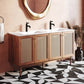 60" Freestanding Bathroom Vanity, Double Basin, White Sink top 1 faucet hole
