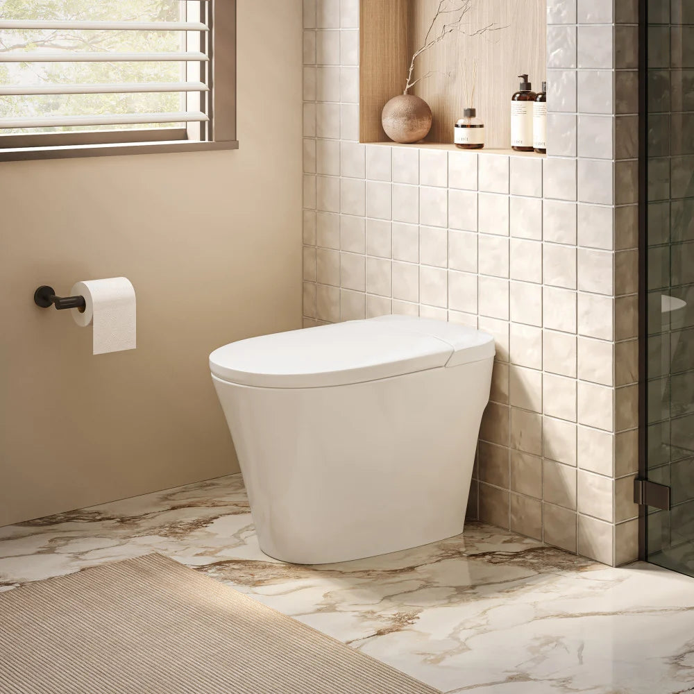 Hugo Integrated Tank Toilet Glossy White - HARDWARE COLOR White (ROUGH IN 12)