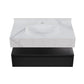36 inch Avancer Wall-Mount Bathroom Vanity black oak White Marble Sink - 1 Faucet Hole