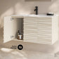 36 inch Cascade Wall-Mount Bathroom Vanity white oak 1 Faucet Hole (white countertop)