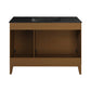 48 inch Cascade Freestanding Bathroom Vanity brown oak - Black countertop