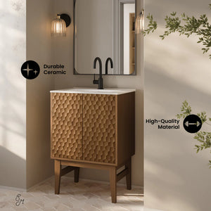 Unassembled Bosse Freestanding Bathroom Vanity with white sink top