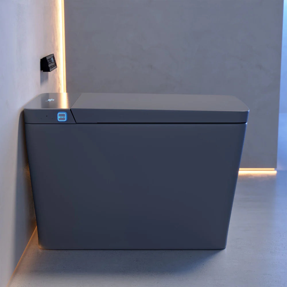 Concorde One Piece Smart Toilet 1.28 GPF in Matte Gray with Heated Bidet, Air Drying, Night Light, Foot Sensor