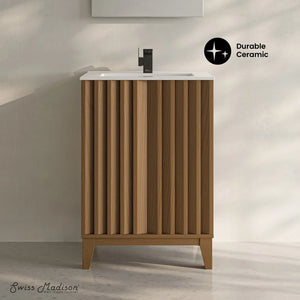 24 inch Troyes Freestanding Bathroom Vanity with White Sink top