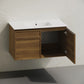 36 inch brown oak Wall-Mount Bathroom Vanity 1 Faucet Hole with White Sink counter top