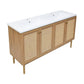 60" Freestanding Bathroom Vanity, Double Basin, White Sink top 1 faucet hole