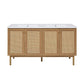 60" Freestanding Bathroom Vanity, Double Basin, White Sink top 1 faucet hole