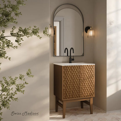 Unassembled Bosse Freestanding Bathroom Vanity with white sink top