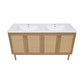 60" Freestanding Bathroom Vanity, Double Basin, White Sink top 1 faucet hole