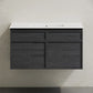 36 inch black oak Wall-Mount Bathroom Vanity 1 Faucet Hole with White Sink counter top (Copy)