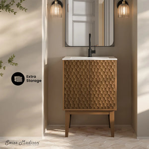 Unassembled Bosse Freestanding Bathroom Vanity with white sink top