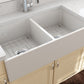 CONTEMPO 36D Farmhouse Apron Front Fireclay 36 inch Double Bowl Kitchen Sink