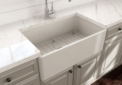 Bocchi - CLASSICO 30 Farmhouse Apron Front Fireclay 30 inch Single Bowl Kitchen Sink