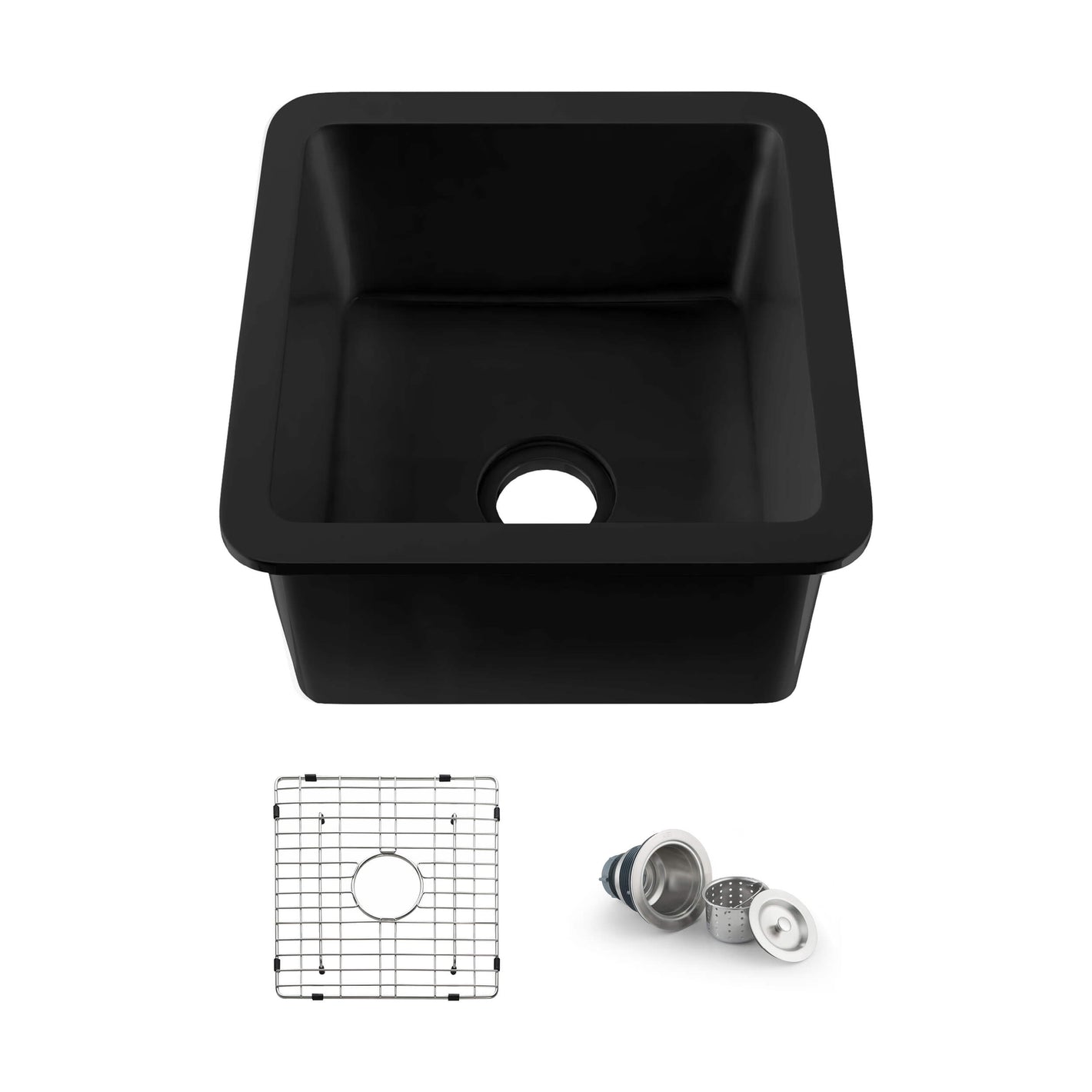 Pure 18″ Fireclay Kitchen Undermount Single Bowl Sink – Matte Black – K2-S18SQMB