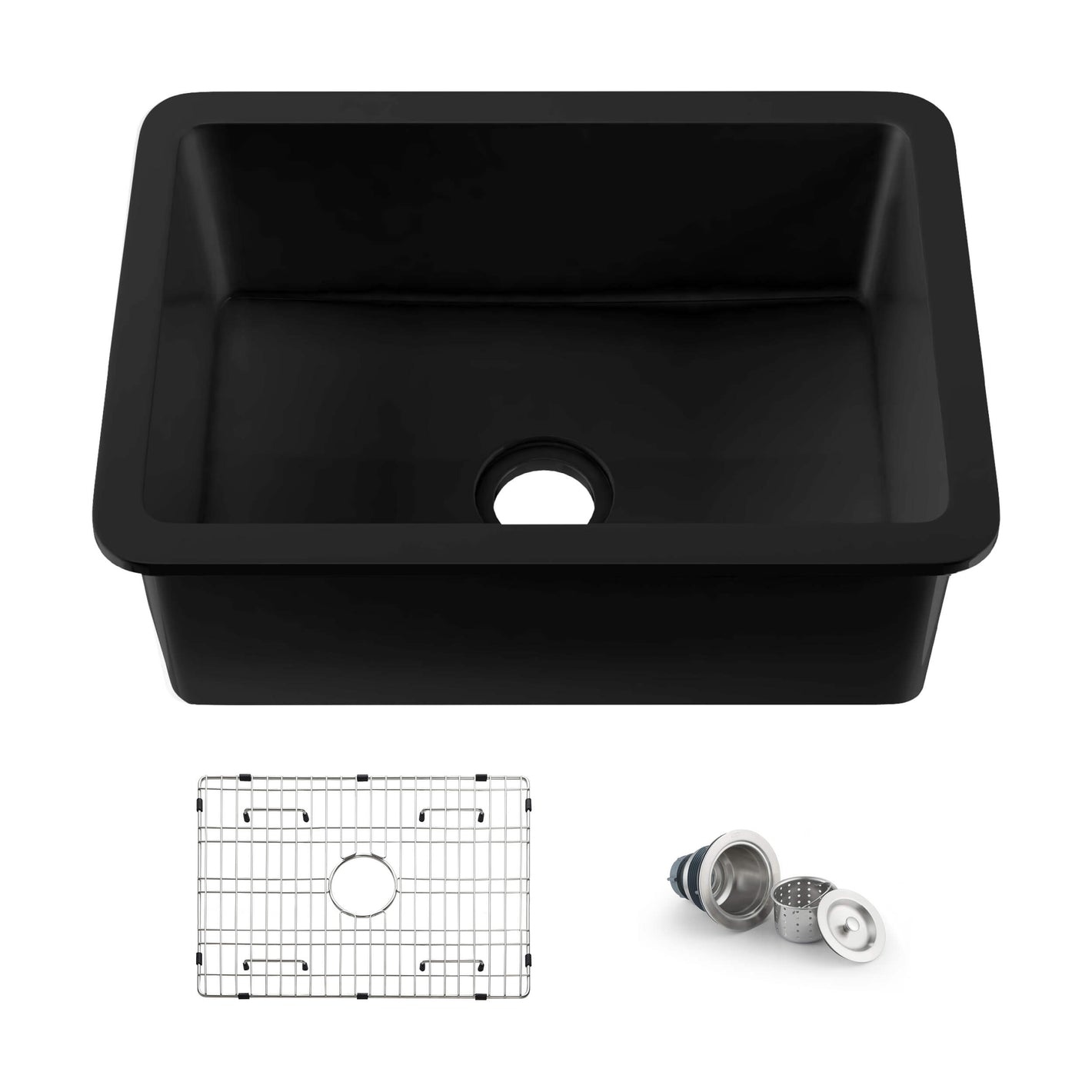 Pure 27″ Fireclay Kitchen Undermount Single Bowl Sink – Matte Black – K2-S27MB