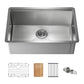 27″ Handcrafted 316 Marine Grade Stainless Steel 16 Gauge Single Bowl Workstation Undermount Kitchen Sink – K3-S27T