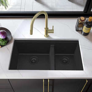 33″ Undermount Workstation Double Bowl Quartz Kitchen Sink – K4-D33T