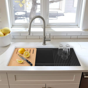 33″ Undermount Workstation Single Bowl Quartz Kitchen Sink – K4-S33T