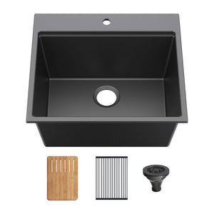 25 inch Top-Mount Workstation Single Bowl Quartz Kitchen Sink – K4-TS25T