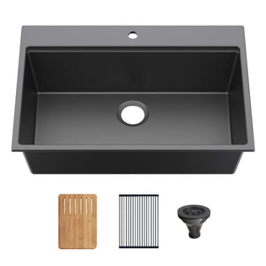 33″ Top-Mount Workstation Single Bowl Quartz Kitchen Sink – K4-TS33T