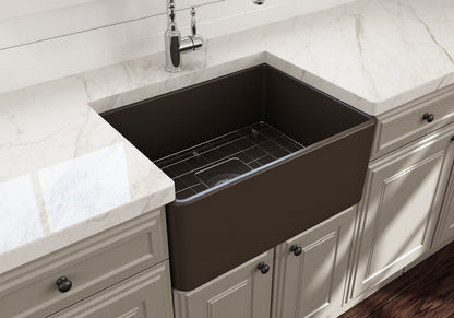 Bocchi CLASSICO Farmhouse Apron Front Fireclay 24 inch Single Bowl Kitchen Sink