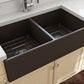CONTEMPO 36D Farmhouse Apron Front Fireclay 36 inch Double Bowl Kitchen Sink