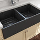 CONTEMPO 36D Farmhouse Apron Front Fireclay 36 inch Double Bowl Kitchen Sink