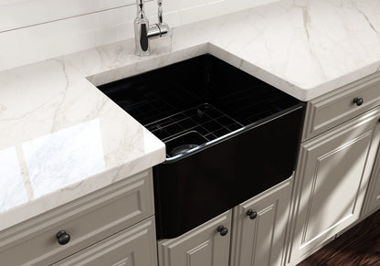 Bocchi CLASSICO  Farmhouse Apron Front Fireclay 20 inch Single Bowl Kitchen Sink